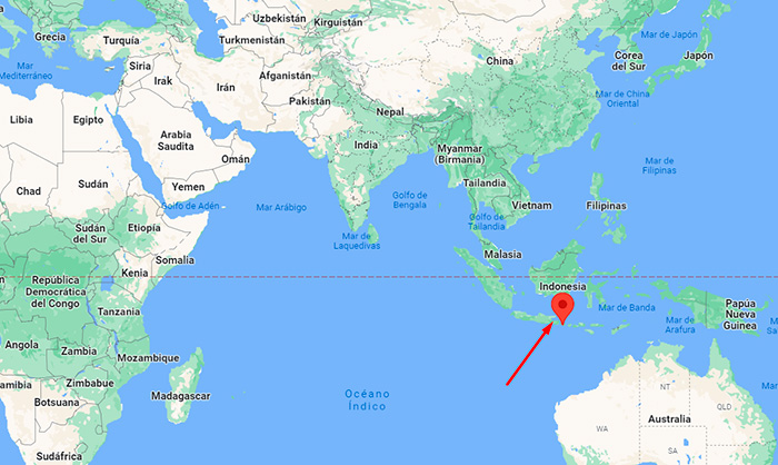 Mapa mostrando Indonesia