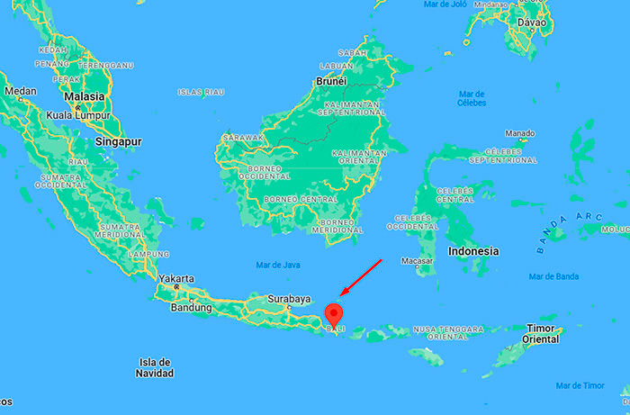 Mapa mostrando donde esta Bali