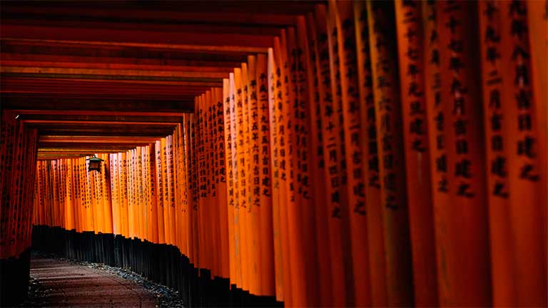 Interior del Santuario Fushimi Inari en Kioto